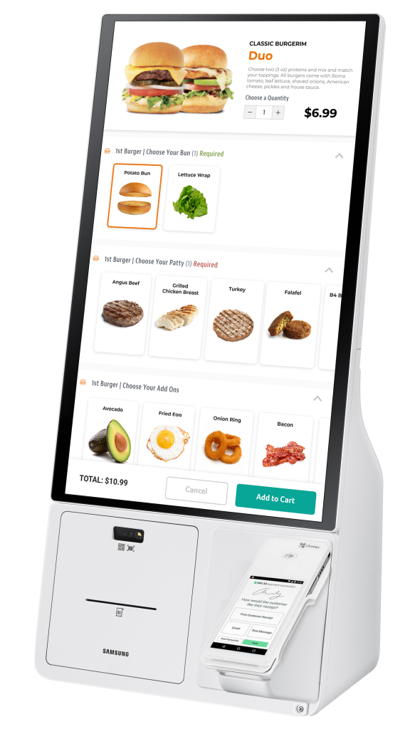 Samsung self-order kiosk tabletop and wall mount